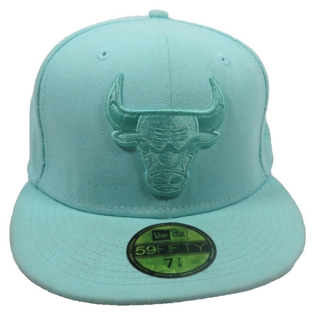 New Era 59FIFTY Chicago Bull Hat Men 7 7/8 Mint Teal Custom Tonal Fitted Cap NWT